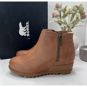 Sorel Evie Side Zip Bootie Waterproof Suede Wedge Black Women's 6.5 NWB - FLAW